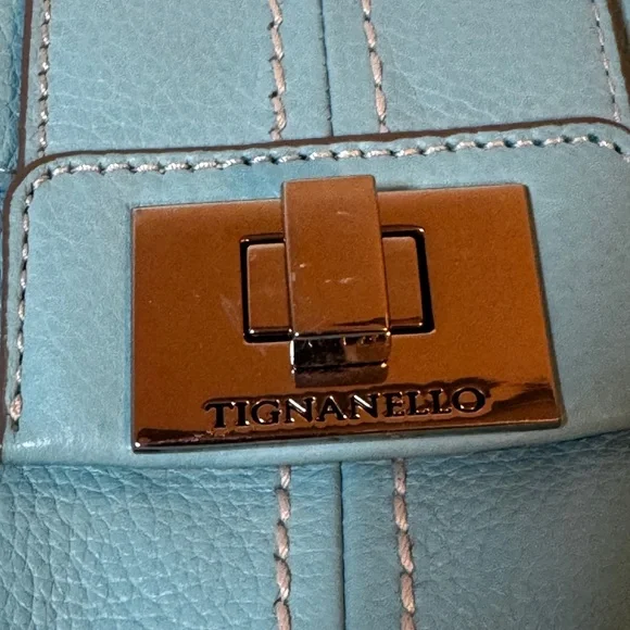Tignanello Tiffany Blue Leather Crossbody Bag - Picture 4 of 9